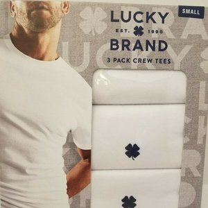 LUCKY BRAND 3 PACK CREW WHITE TEE'S SML, MED, LG